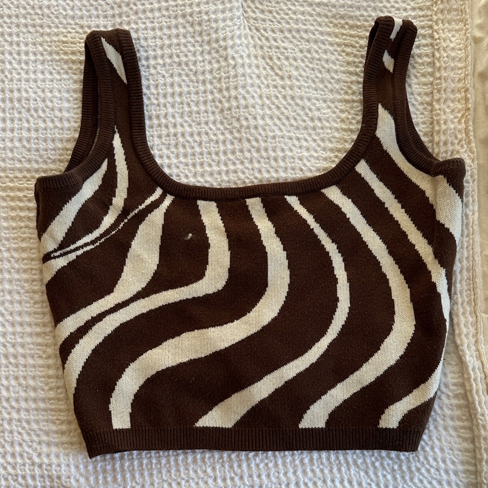 Brown and Cream Knit Tank Top